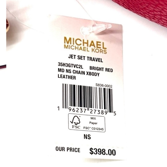 Michael Kors Medium NS Chain Xbody Bag Red/ Gold (NWT) - Picture 9 of 10